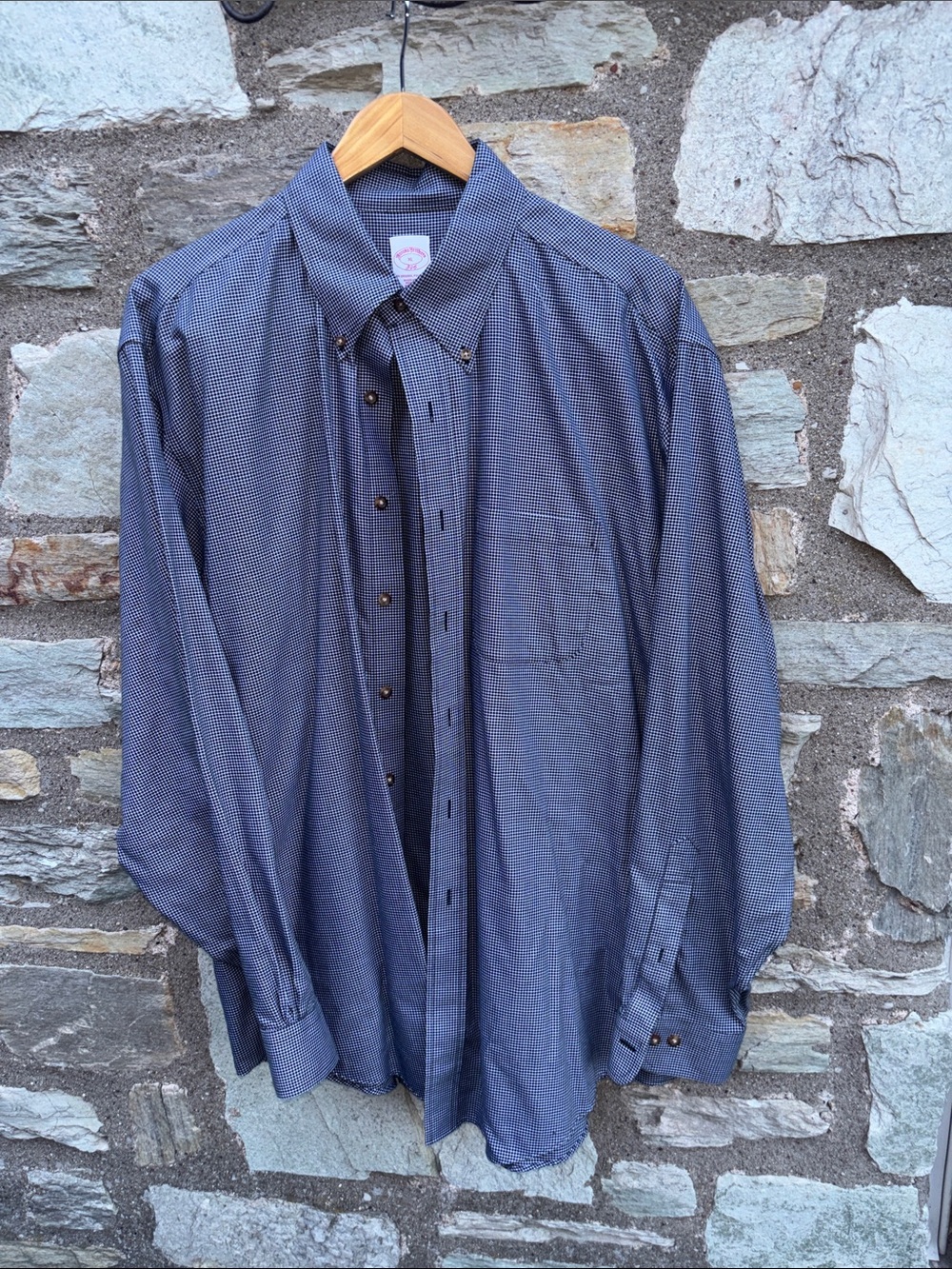 Brooks Brothers Mini Check Button Down Original Polo Shirt